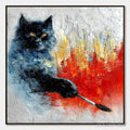 ARTOVITAS Midnight Painter – Textured Impasto Black Cat Painting with Abstract Colors - image 1