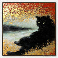 ARTOVITAS Golden Gaze – Textured Impasto Black Cat Painting with Gold Leaf - image 1