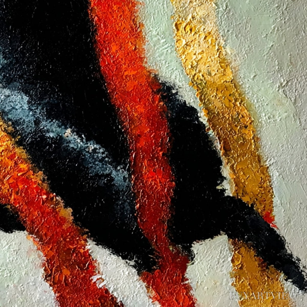 ARTOVITAS Golden Gaze – Textured Impasto Black Cat Painting with Golden Accents - image 3