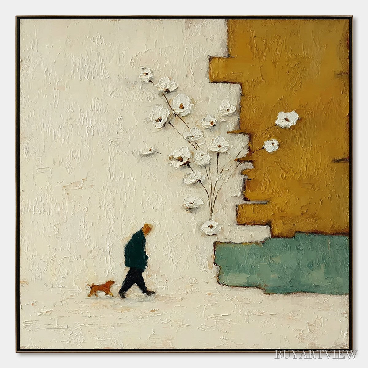 ARTOVITAS Moments in Passing – Textured Minimalist Impasto Painting of a Daily Stroll - image 1