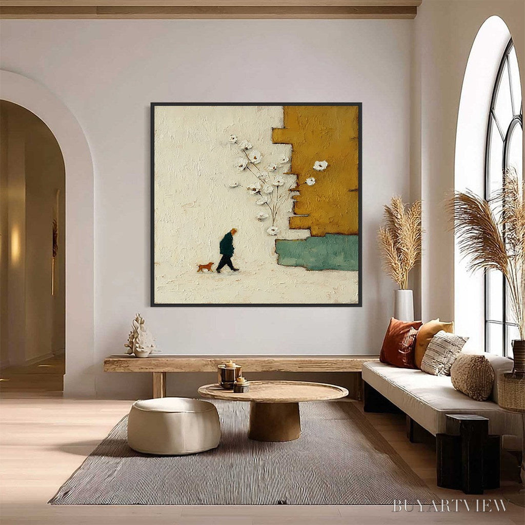 ARTOVITAS Moments in Passing – Textured Minimalist Impasto Painting of a Daily Stroll - image 2