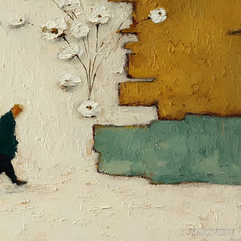 ARTOVITAS Moments in Passing – Textured Minimalist Impasto Painting of a Daily Stroll - image 3