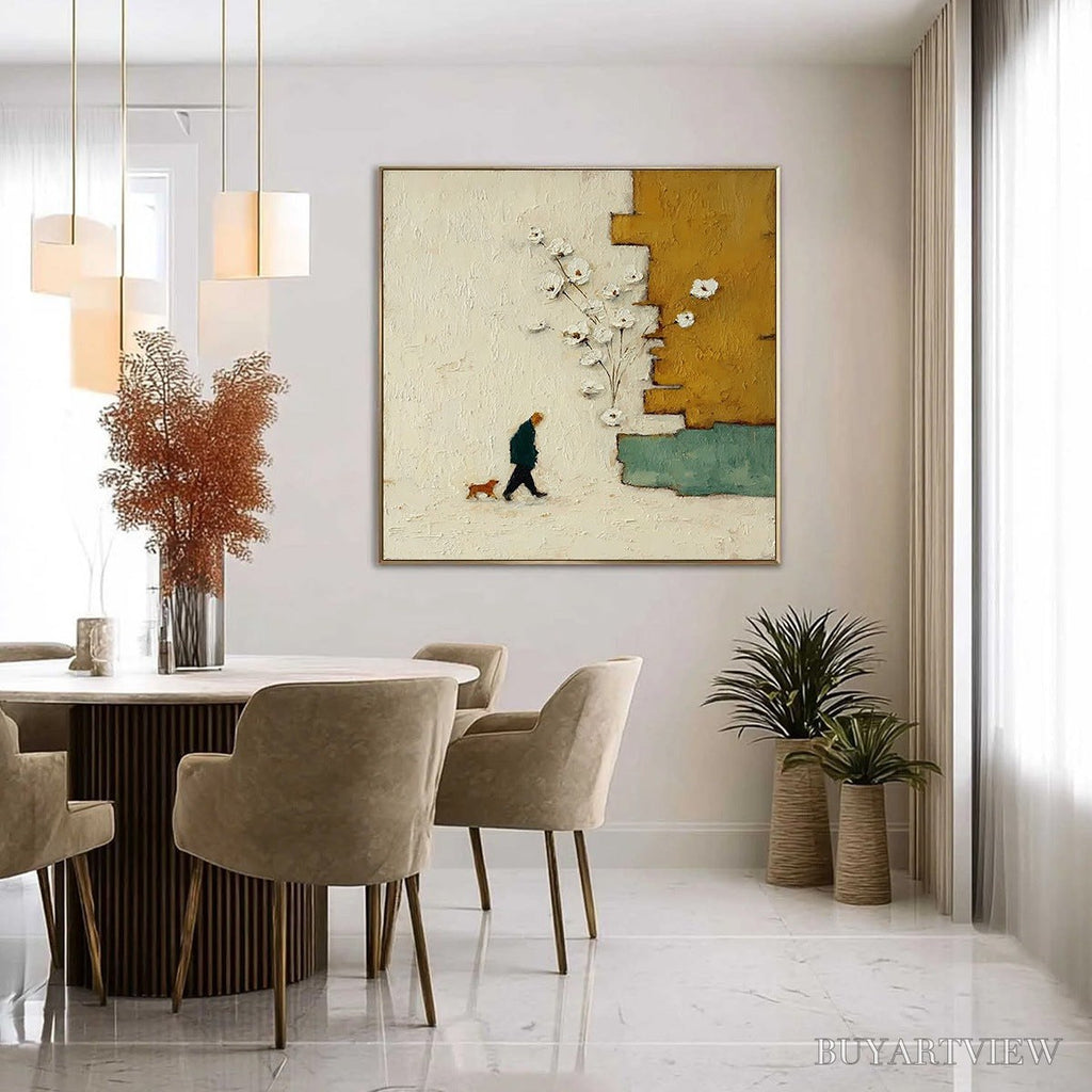 ARTOVITAS Moments in Passing – Textured Minimalist Impasto Painting of a Daily Stroll - image 4