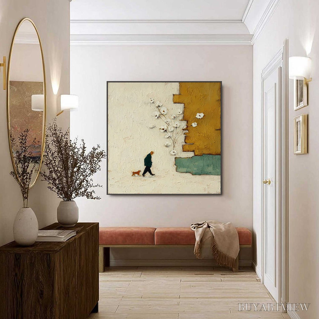 ARTOVITAS Moments in Passing – Textured Minimalist Impasto Painting of a Daily Stroll - image 6