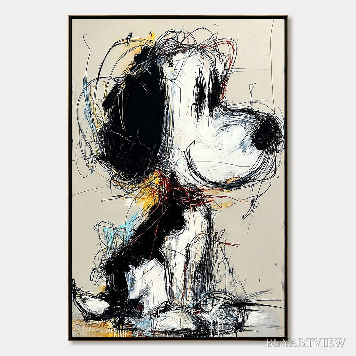ARTOVITAS Nostalgic Scribble – Expressive Pop Art Dog Painting for Modern Decor - image 1