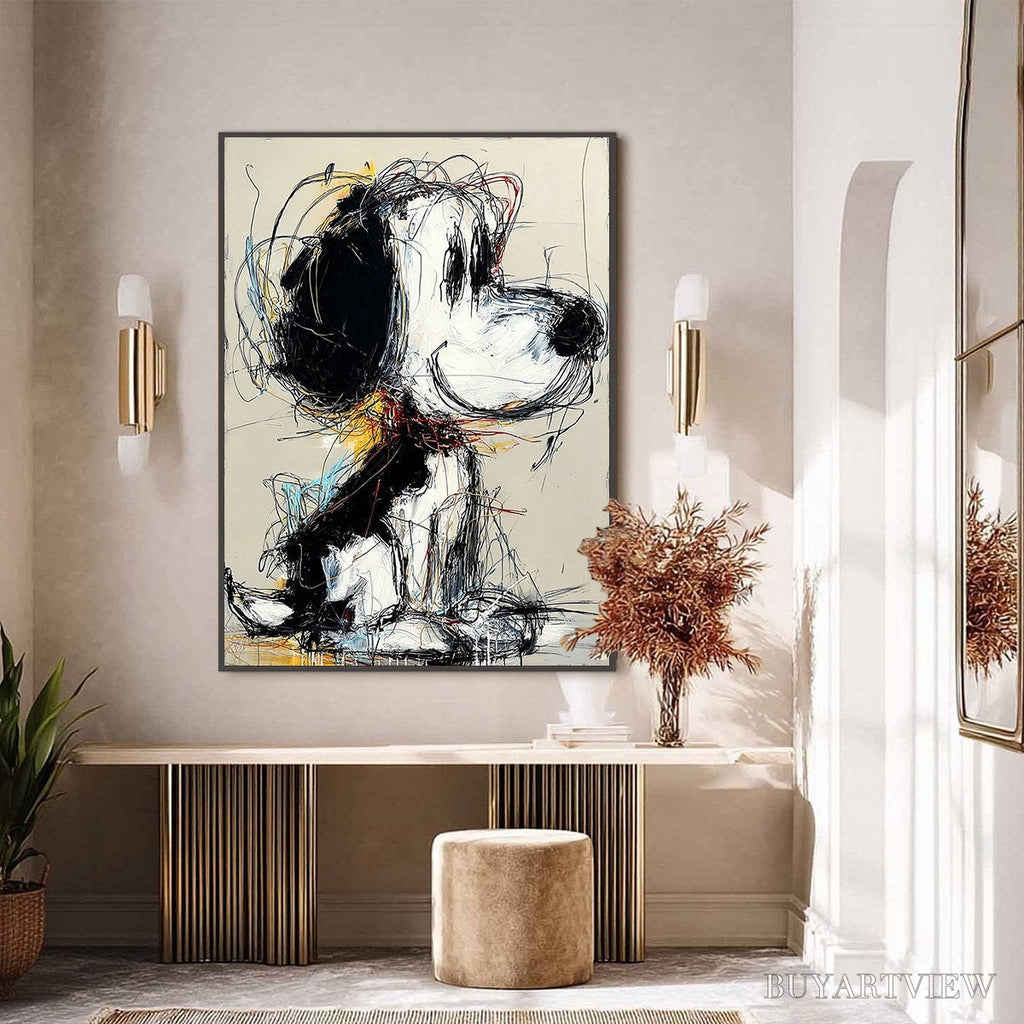 ARTOVITAS Nostalgic Scribble – Expressive Pop Art Dog Painting for Modern Decor - image 2