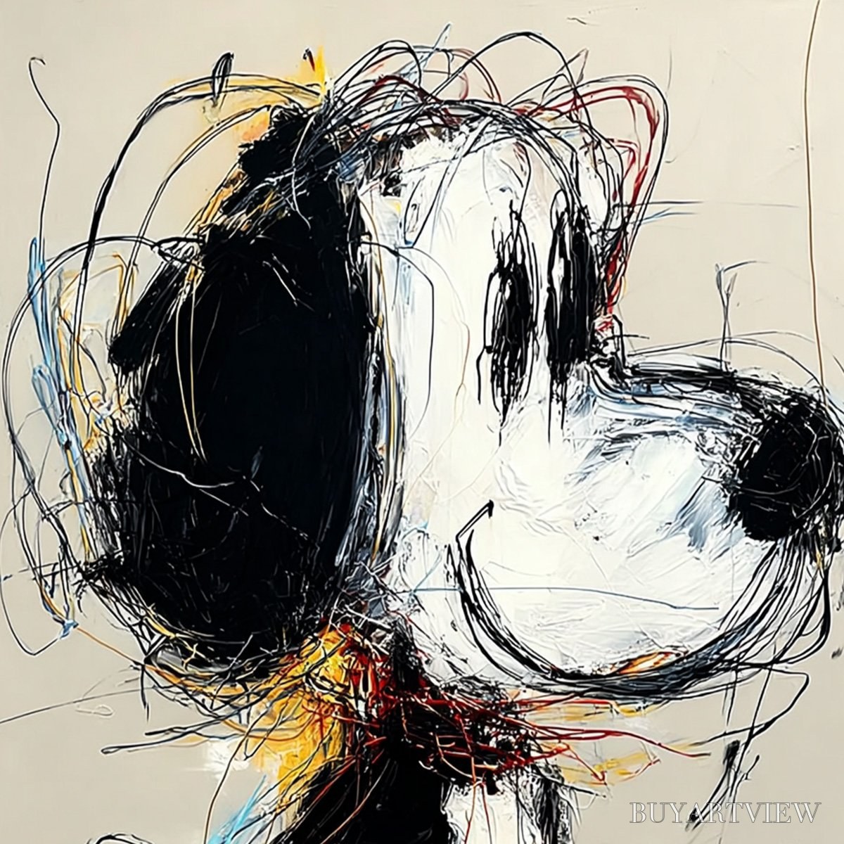 ARTOVITAS Nostalgic Scribble – Expressive Pop Art Dog Painting for Modern Decor - image 3