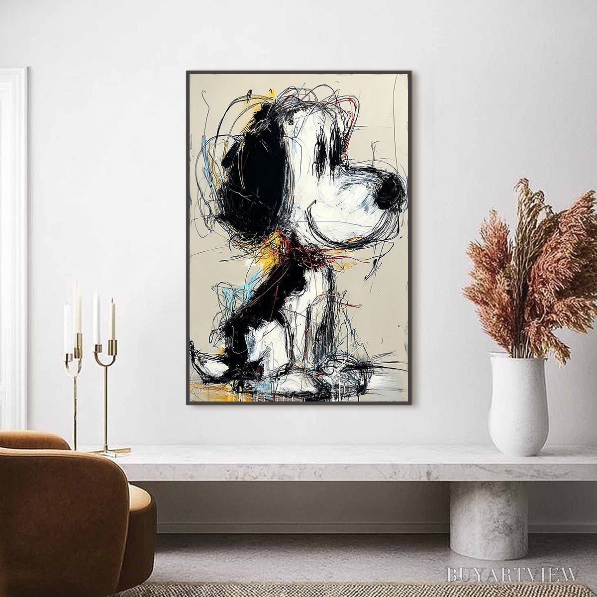ARTOVITAS Nostalgic Scribble – Expressive Pop Art Dog Painting for Modern Decor - image 4