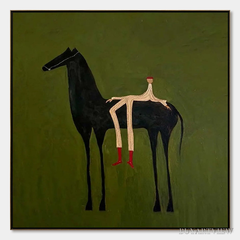 ARTOVITAS the Companion – Modern Figurative Painting of a Horse and Rider - image 1