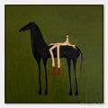 ARTOVITAS the Companion – Modern Figurative Painting of a Horse and Rider - image 1
