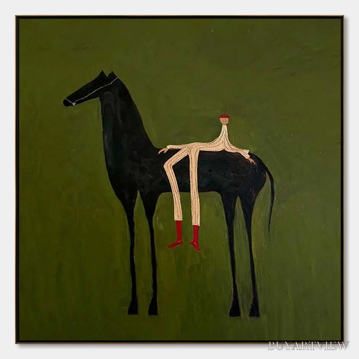 ARTOVITAS the Companion – Modern Figurative Painting of a Horse and Rider - image 1