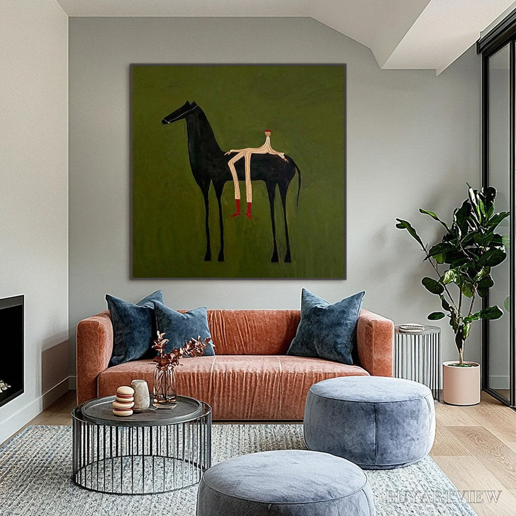 ARTOVITAS the Companion – Modern Figurative Painting of a Horse and Rider - image 2