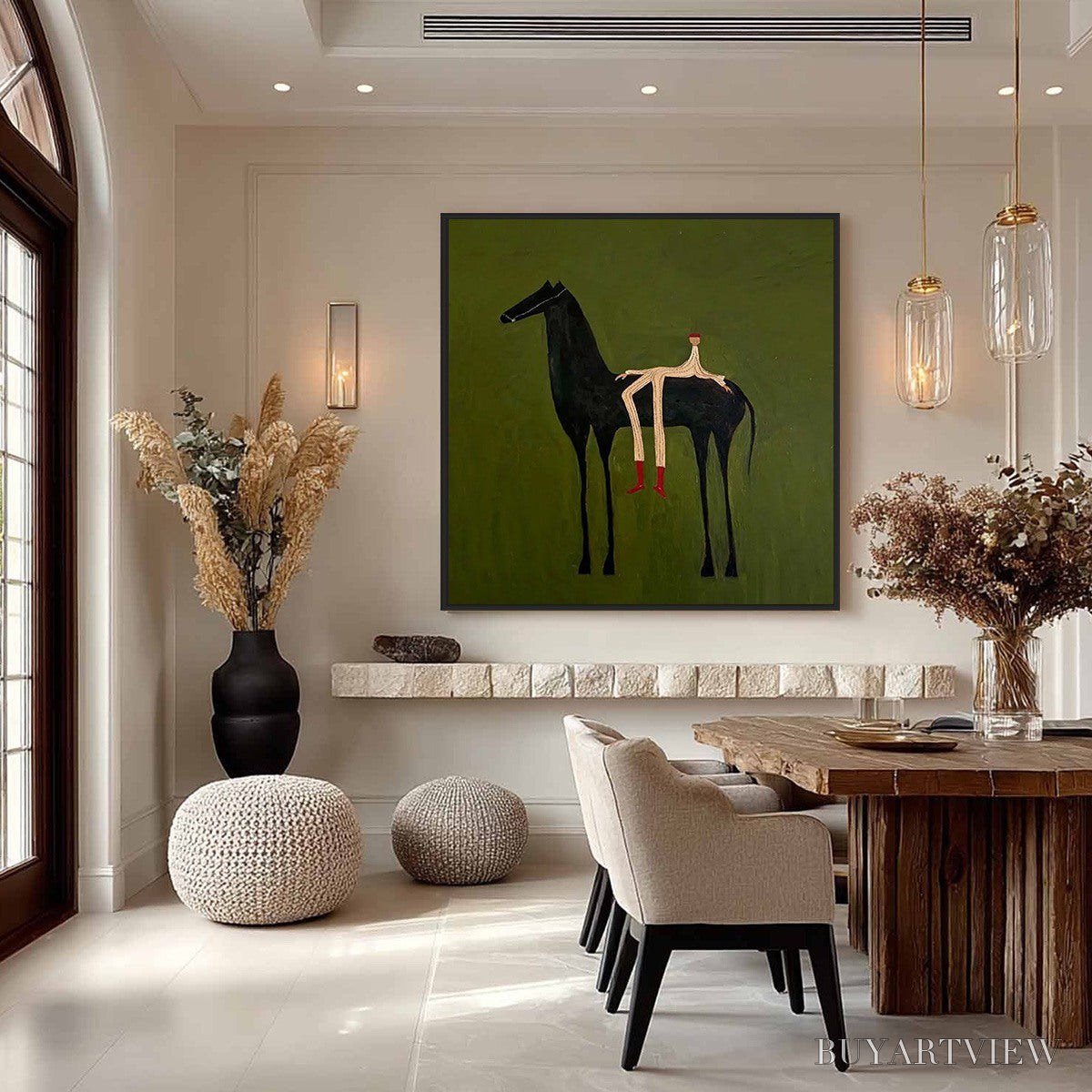 ARTOVITAS the Companion – Modern Figurative Painting of a Horse and Rider - image 4