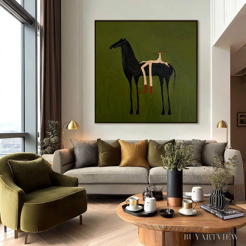 ARTOVITAS the Companion – Modern Figurative Painting of a Horse and Rider - image 6