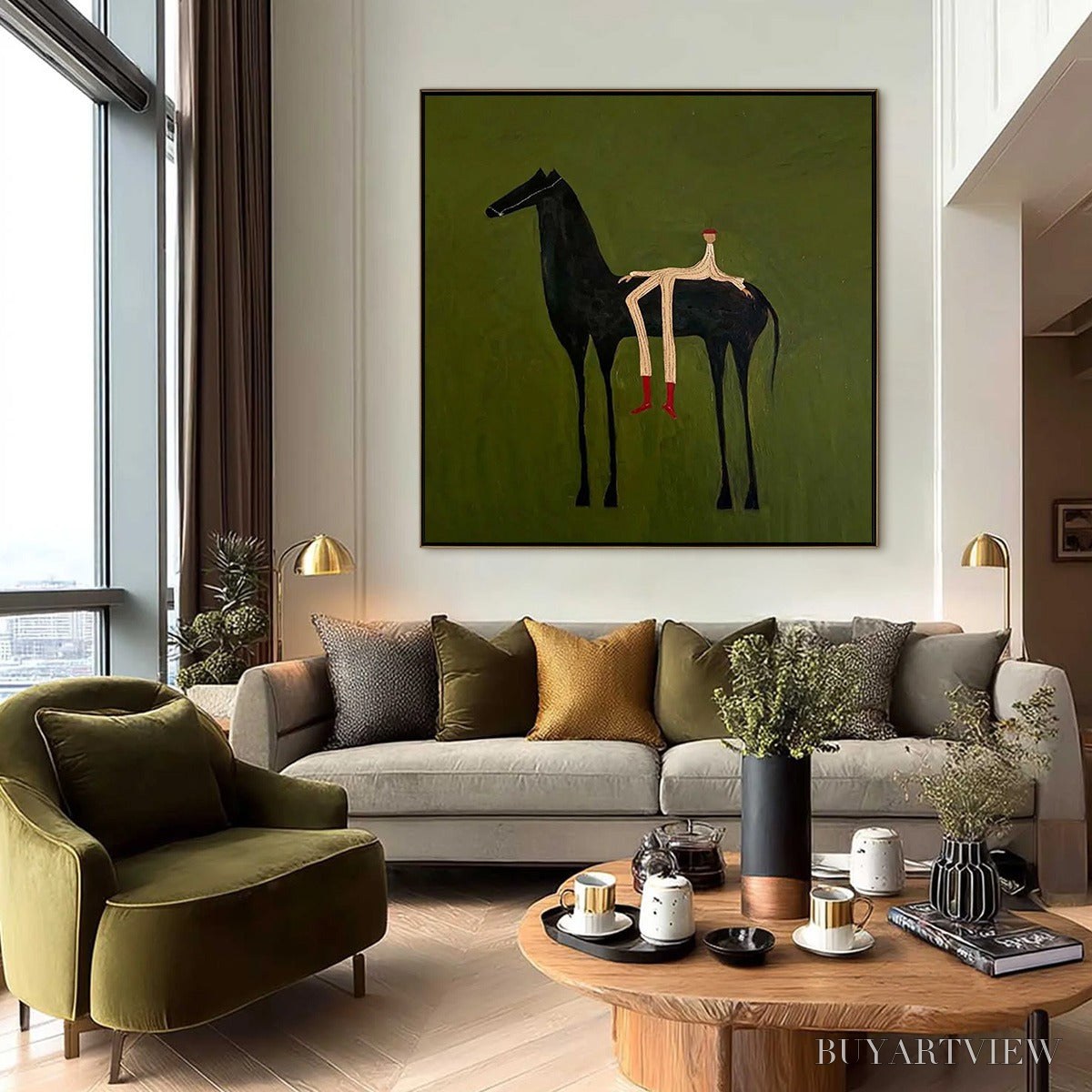 ARTOVITAS the Companion – Modern Figurative Painting of a Horse and Rider - image 6