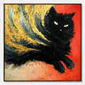 ARTOVITAS Ember Eyes – Bold Abstract Black Cat Painting with Gold Leaf - image 1
