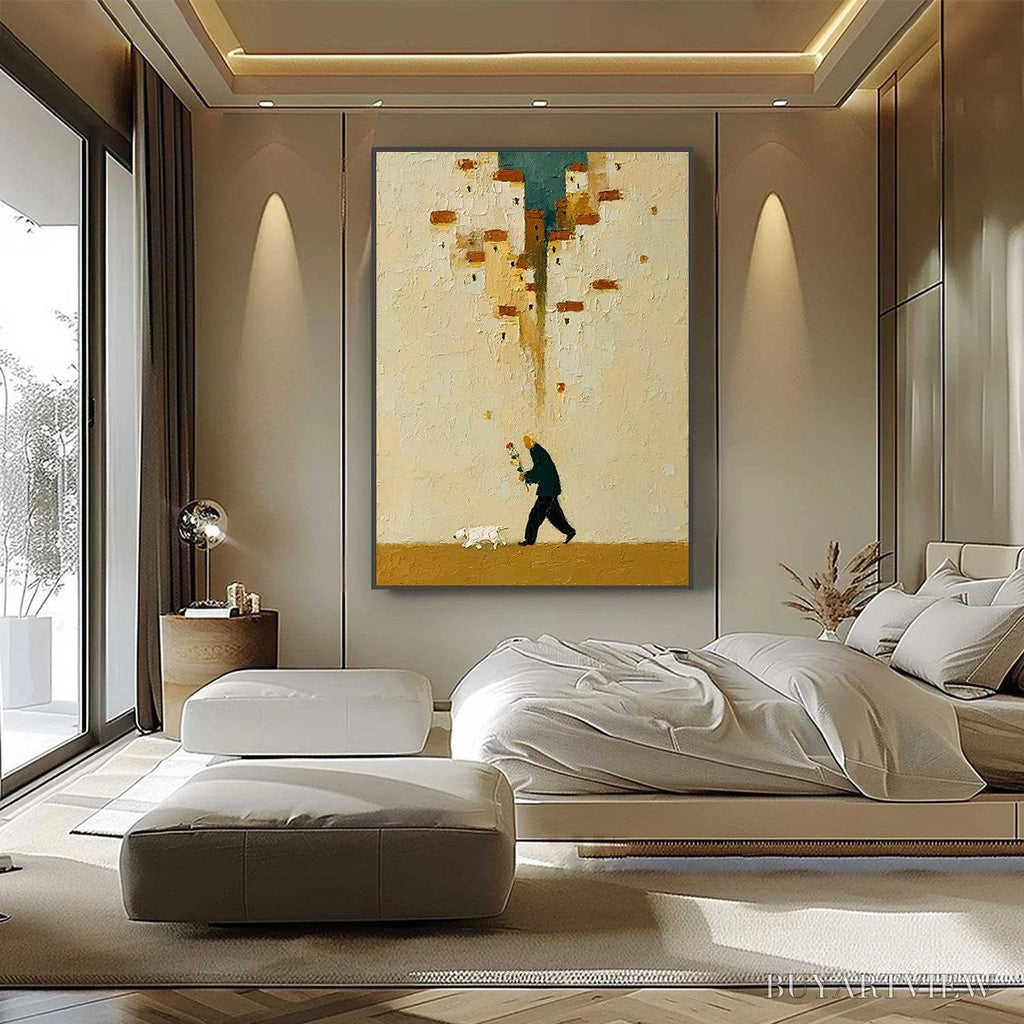 ARTOVITAS Homeward Bound – Textured Figurative Painting of Man and Dog - image 2