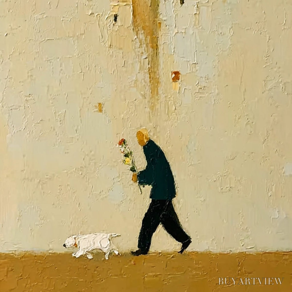 ARTOVITAS Homeward Bound – Textured Figurative Painting of Man and Dog - image 3