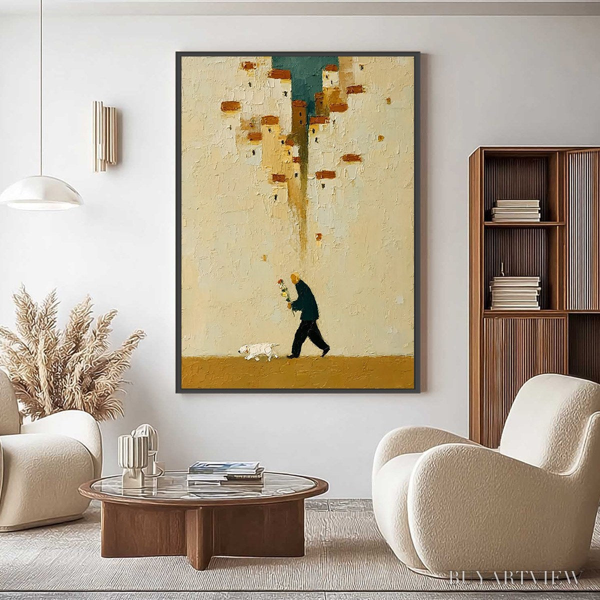 ARTOVITAS Homeward Bound – Textured Figurative Painting of Man and Dog - image 4