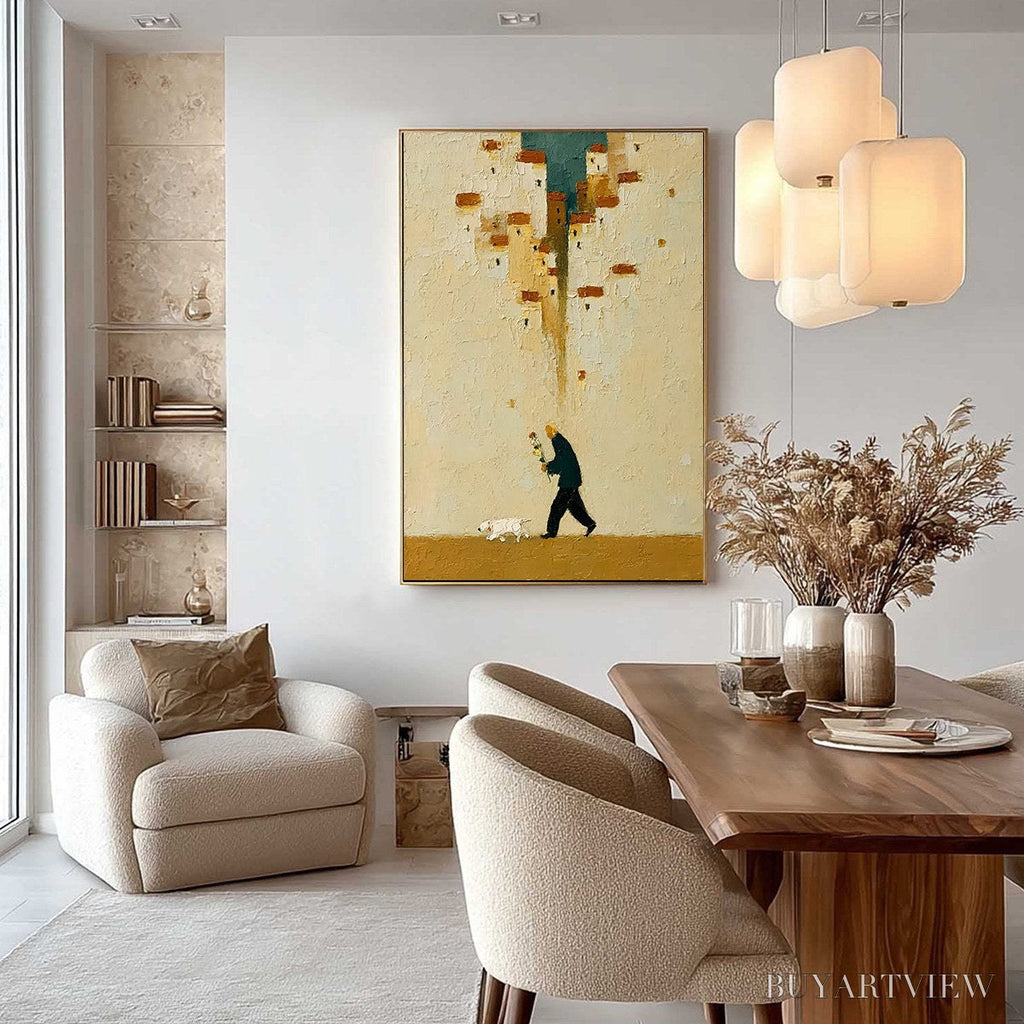 ARTOVITAS Homeward Bound – Textured Figurative Painting of Man and Dog - image 6