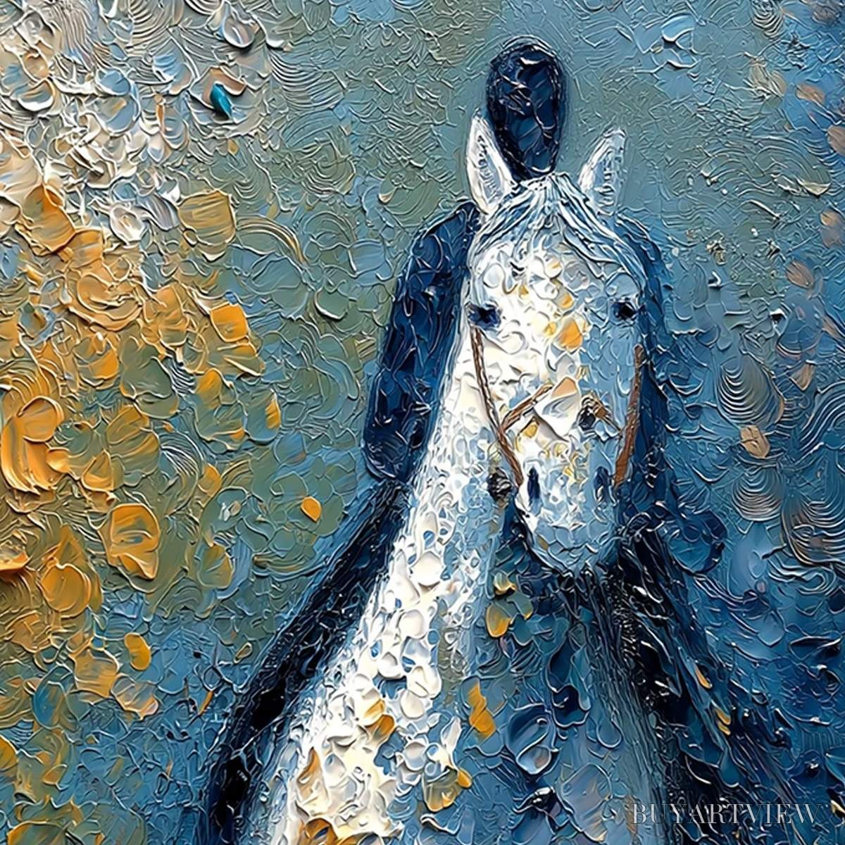 ARTOVITAS Noble Companion – Textured Impasto Horse and Rider Painting - image 3