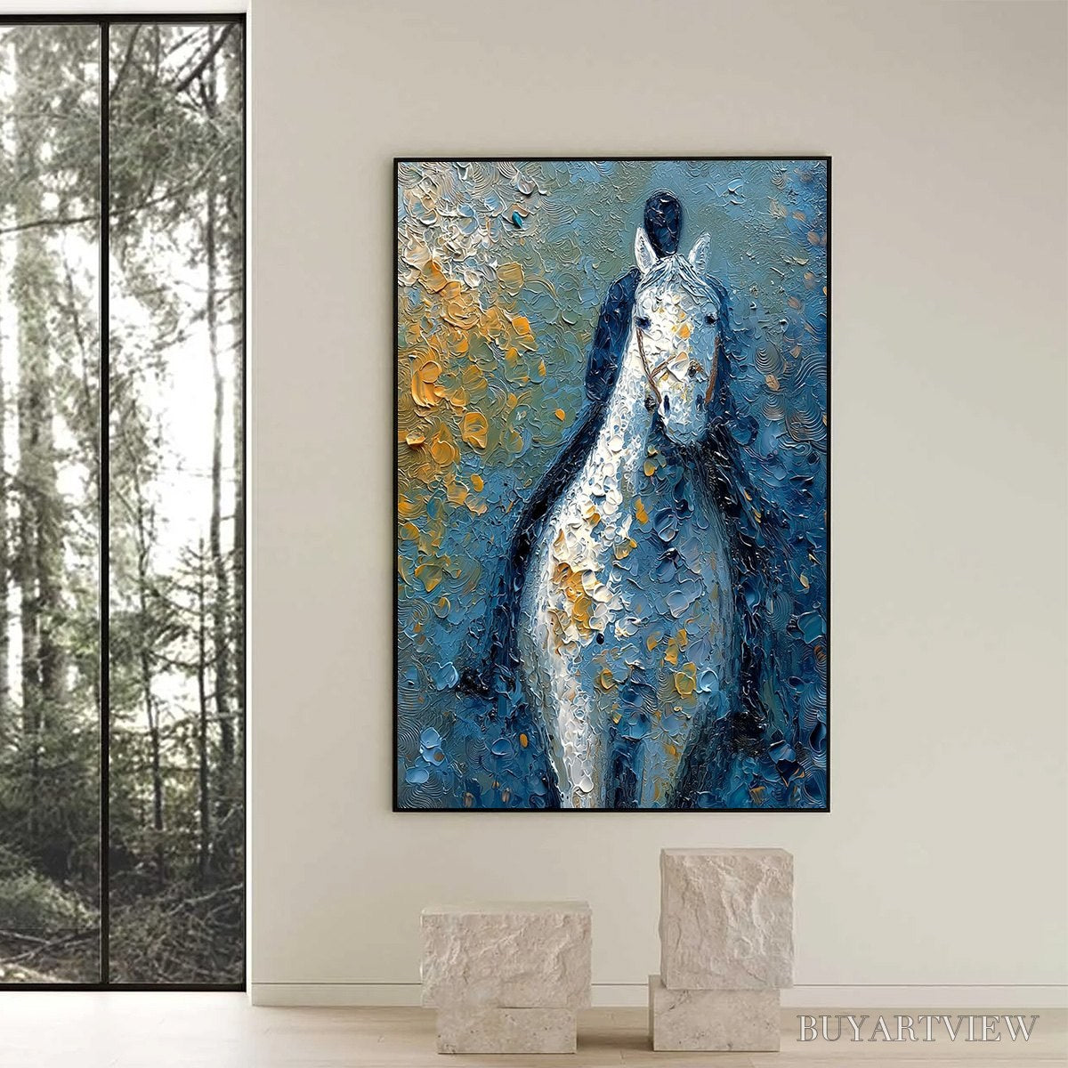 ARTOVITAS Noble Companion – Textured Impasto Horse and Rider Painting - image 6