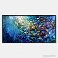 ARTOVITAS Oceanic Convergence – Textured Impasto Painting of a Vibrant School of Fish - image 1