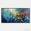 ARTOVITAS Oceanic Rush – Textured Palette Knife Painting of a School of Fish - image 1