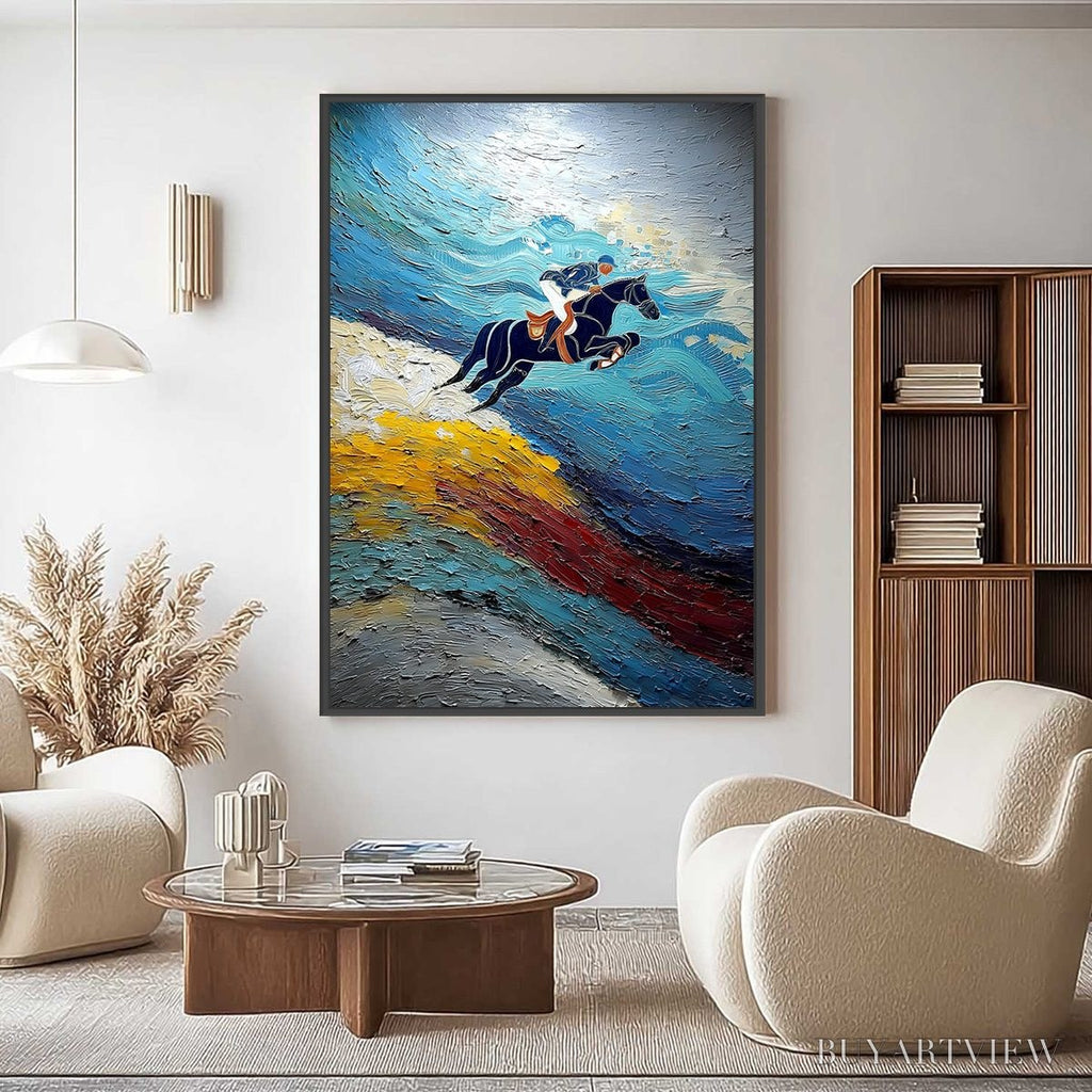 ARTOVITAS Apex Jump – Dynamic Textured Equestrian Horse Jumping Painting - image 2