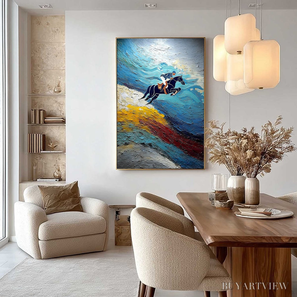 ARTOVITAS Apex Jump – Dynamic Textured Equestrian Horse Jumping Painting - image 4