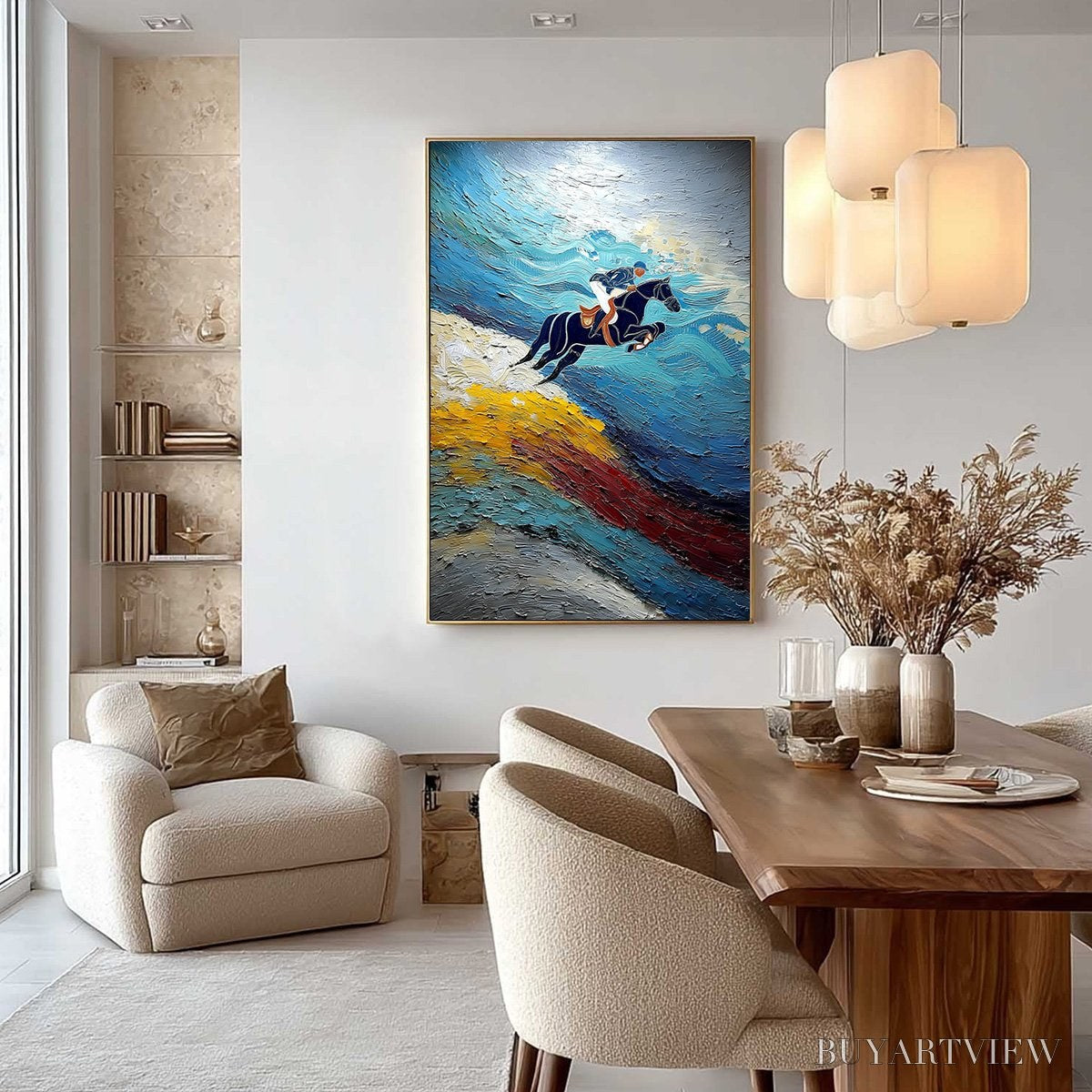 ARTOVITAS Apex Jump – Dynamic Textured Equestrian Horse Jumping Painting - image 4