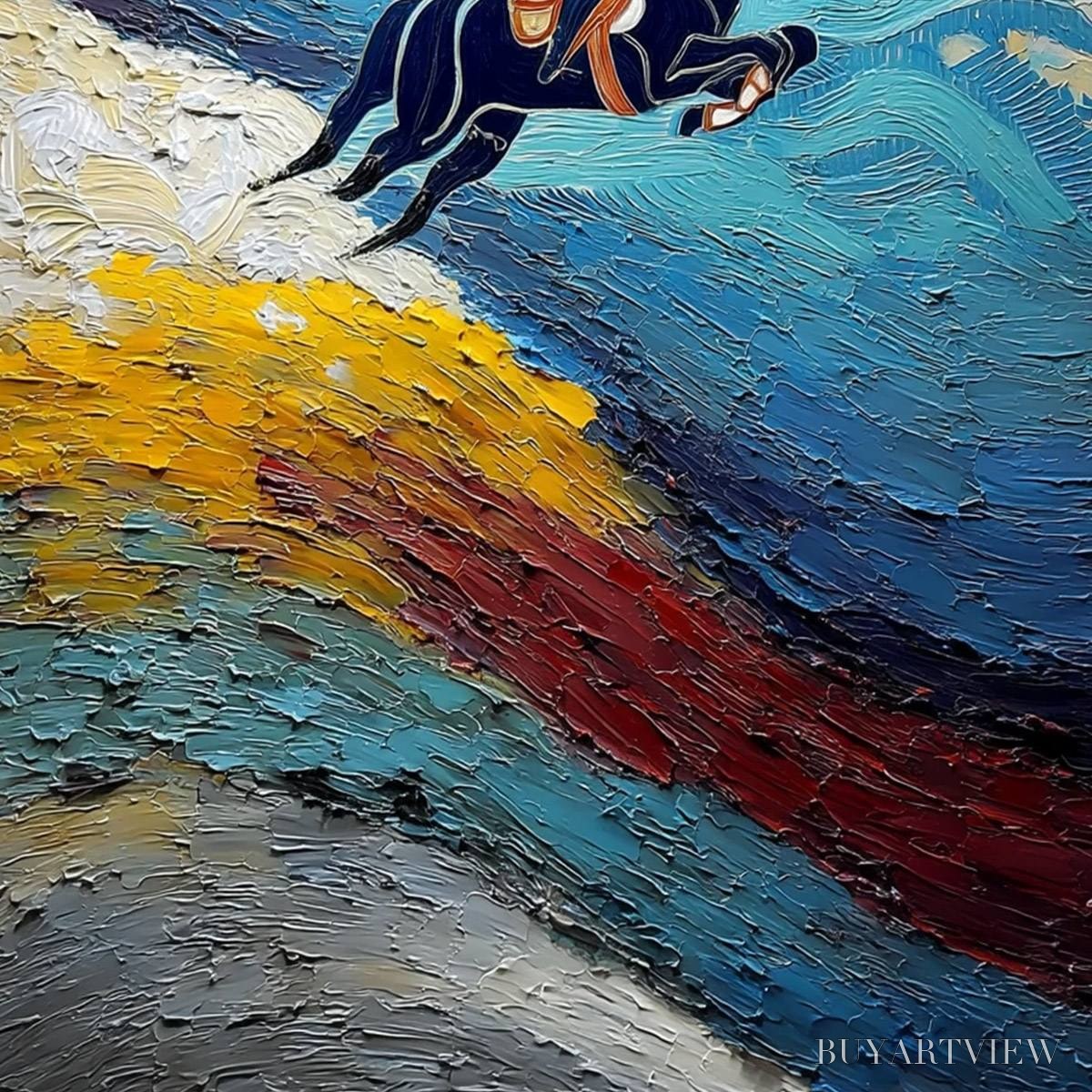 ARTOVITAS Apex Jump – Dynamic Textured Equestrian Horse Jumping Painting - image 5
