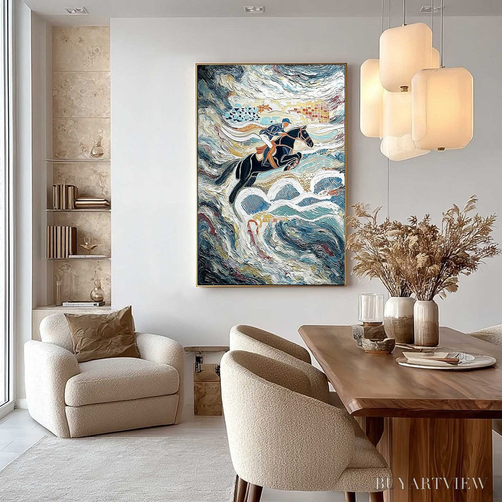 ARTOVITAS the Grand Leap – Textured Equestrian Sports Painting with Dynamic Motion - image 4