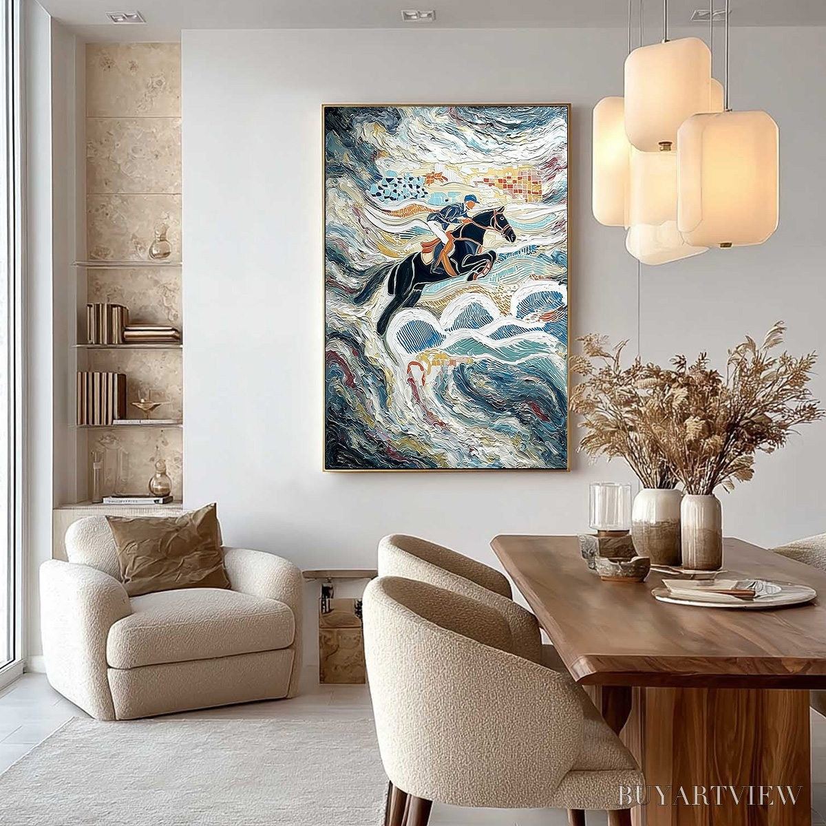 ARTOVITAS the Grand Leap – Textured Equestrian Sports Painting with Dynamic Motion - image 4