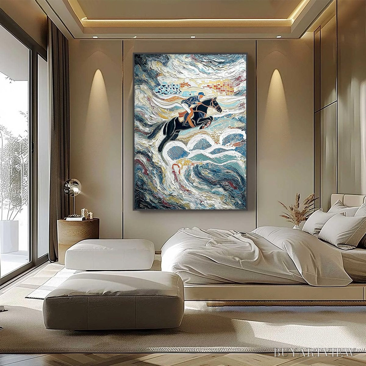 ARTOVITAS the Grand Leap – Textured Equestrian Sports Painting with Dynamic Motion - image 6