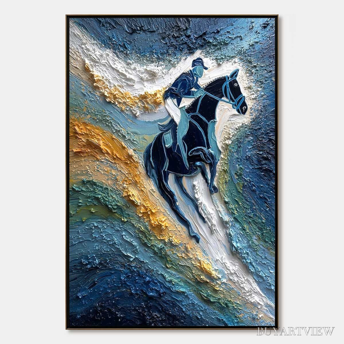 ARTOVITAS Surge of Power – Textured Impasto Equestrian Horse Sport Oil Painting - image 1