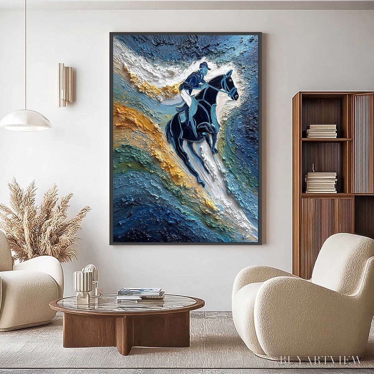 ARTOVITAS Surge of Power – Textured Impasto Equestrian Horse Sport Oil Painting - image 2