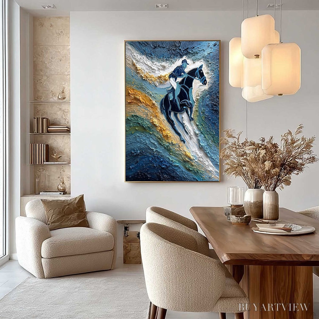 ARTOVITAS Surge of Power – Textured Impasto Equestrian Horse Sport Oil Painting - image 4
