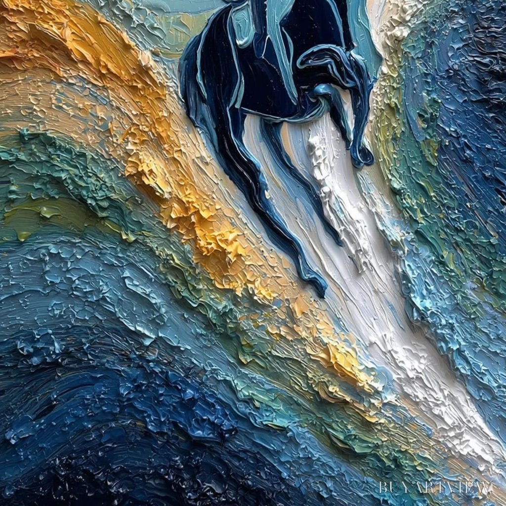 ARTOVITAS Surge of Power – Textured Impasto Equestrian Horse Sport Oil Painting - image 5