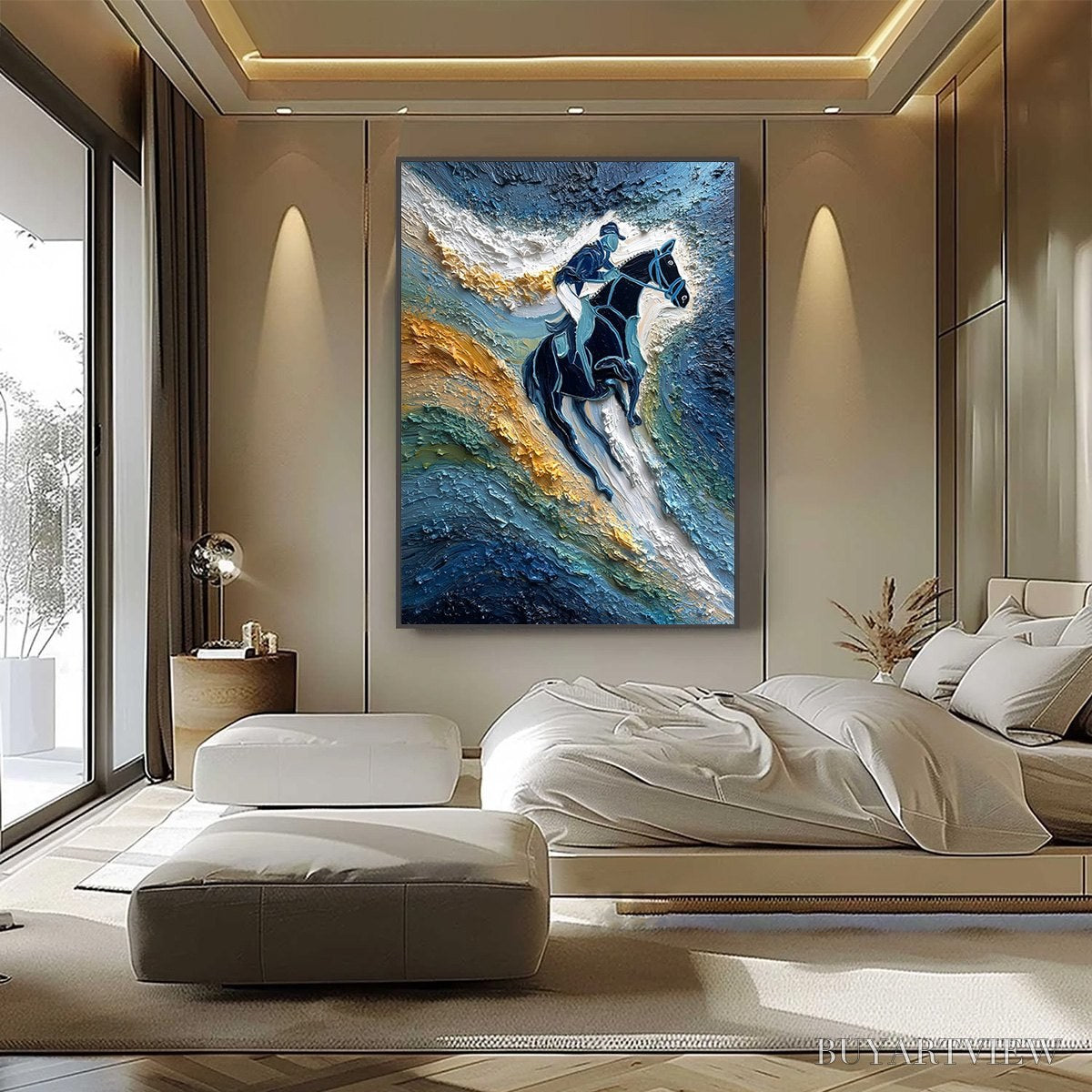 ARTOVITAS Surge of Power – Textured Impasto Equestrian Horse Sport Oil Painting - image 6