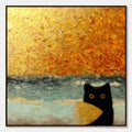 ARTOVITAS Golden Catch – Textured Gold Leaf Abstract Cat Painting - image 1