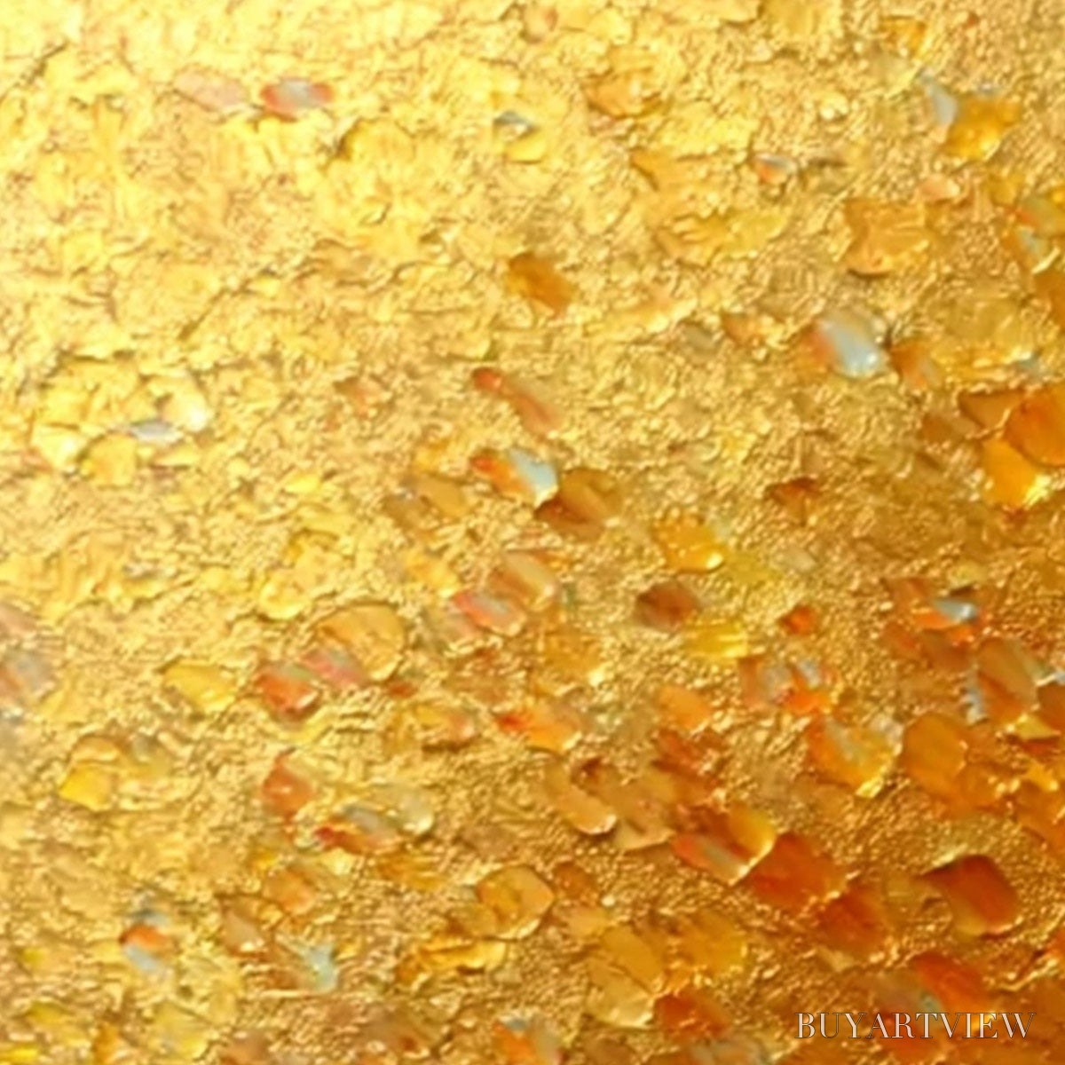 ARTOVITAS Golden Catch – Textured Gold Leaf Abstract Cat Painting - image 4