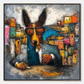 ARTOVITAS the Chairman – Textured Impasto Painting of a Dapper Dog in the City - image 1