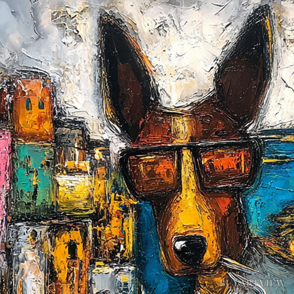 ARTOVITAS the Chairman – Textured Impasto Painting of a Dapper Dog in the City - image 3