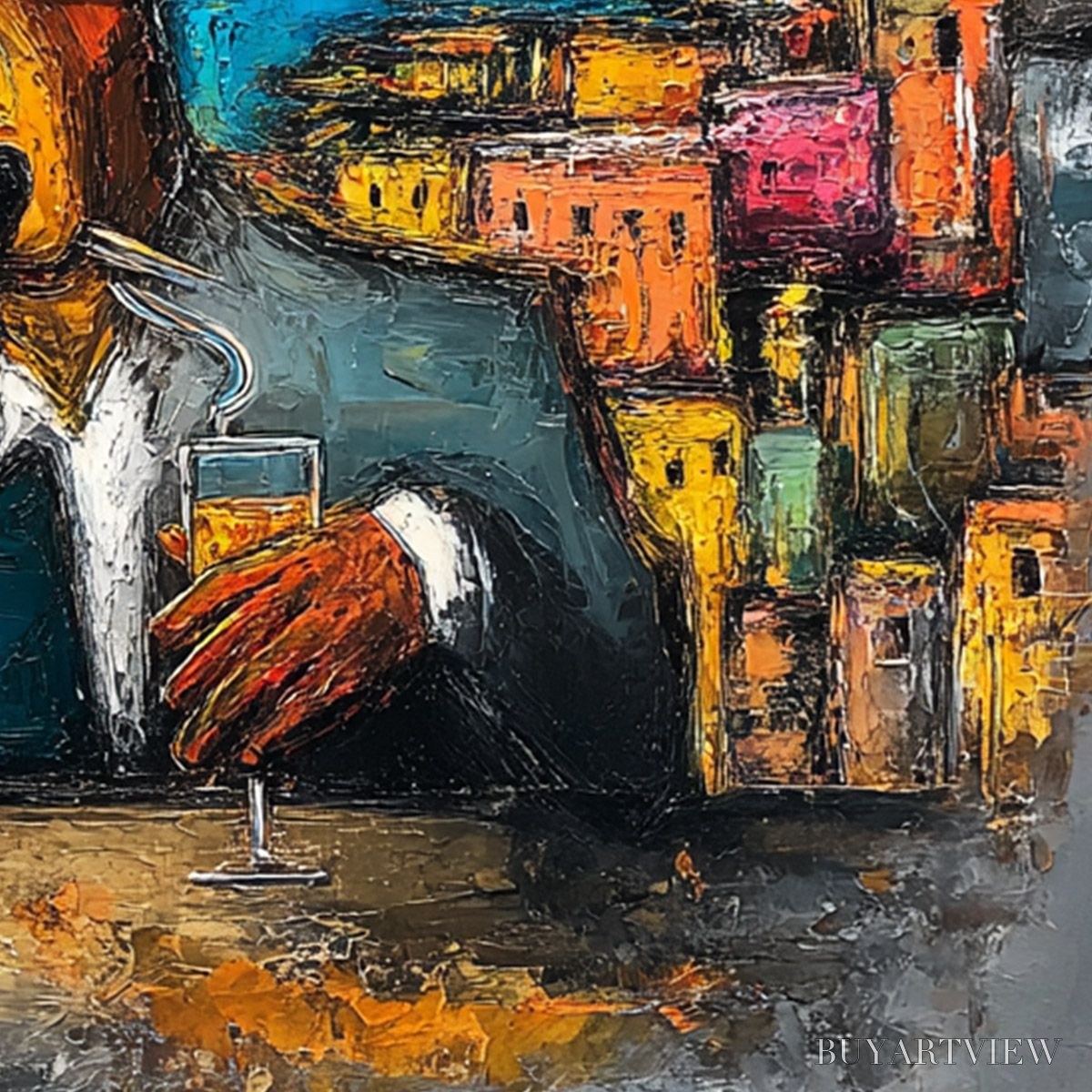 ARTOVITAS the Chairman – Textured Impasto Painting of a Dapper Dog in the City - image 5