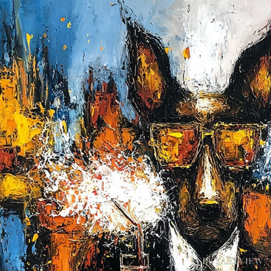 ARTOVITAS After Hours Abstract Dog Oil Painting | Colorful Modern Art - image 3