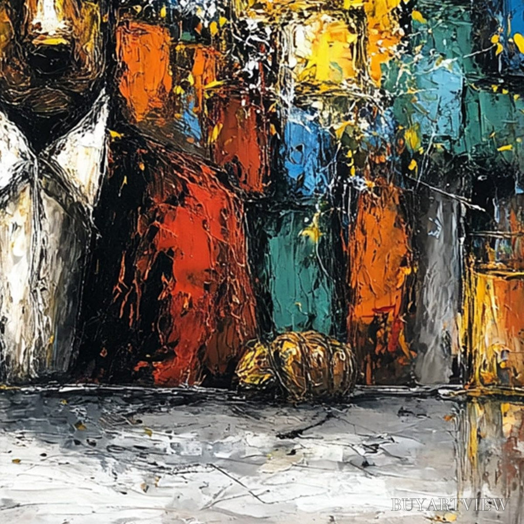 ARTOVITAS After Hours Abstract Dog Oil Painting | Colorful Modern Art - image 5