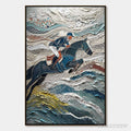 ARTOVITAS Victory'S Edge – Heavily Textured Impasto Equestrian Sports Painting - image 1