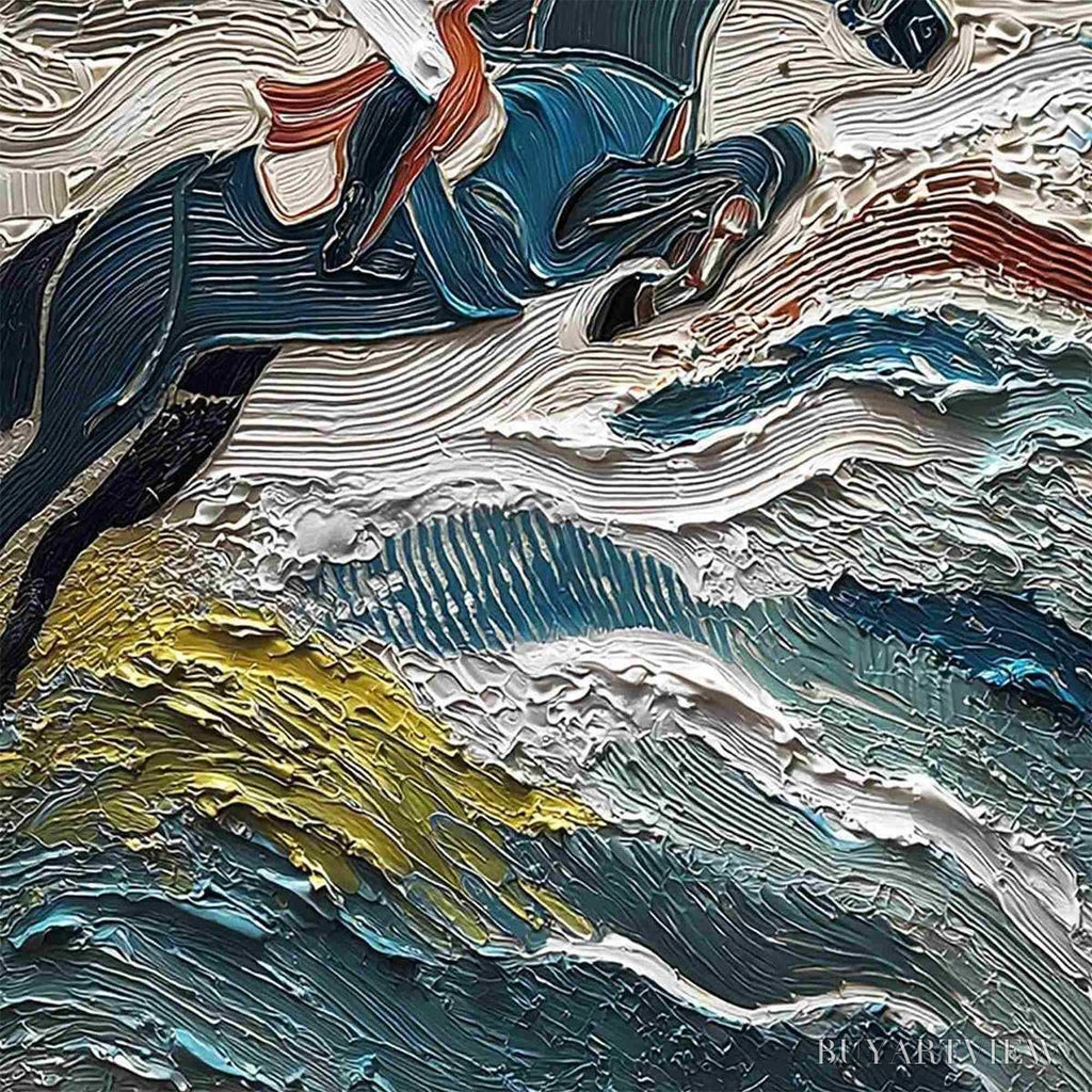 ARTOVITAS Victory'S Edge – Heavily Textured Impasto Equestrian Sports Painting - image 5