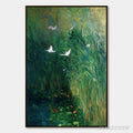 ARTOVITAS Emerald Flight – Vibrant Nature Painting of Birds Over a Serene Pond - image 1